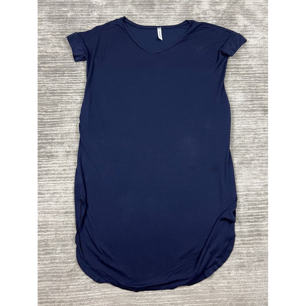 Zenana Outfitters Dress Womens Small Blue Short Sleeve VNeck Shift Viscose Blend